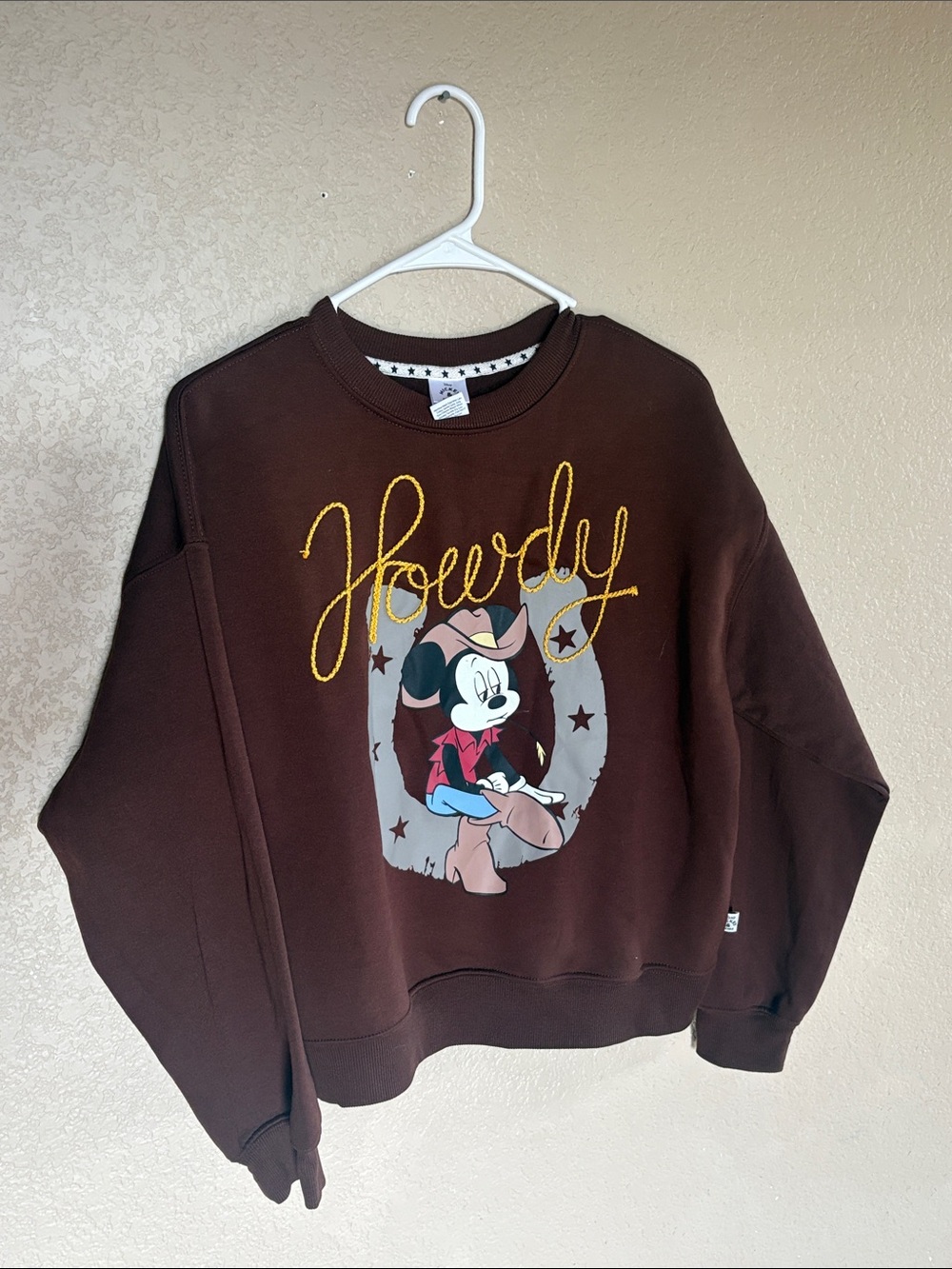 Disney Brown Mickey 'Howdy' Crewneck Sweatshirt